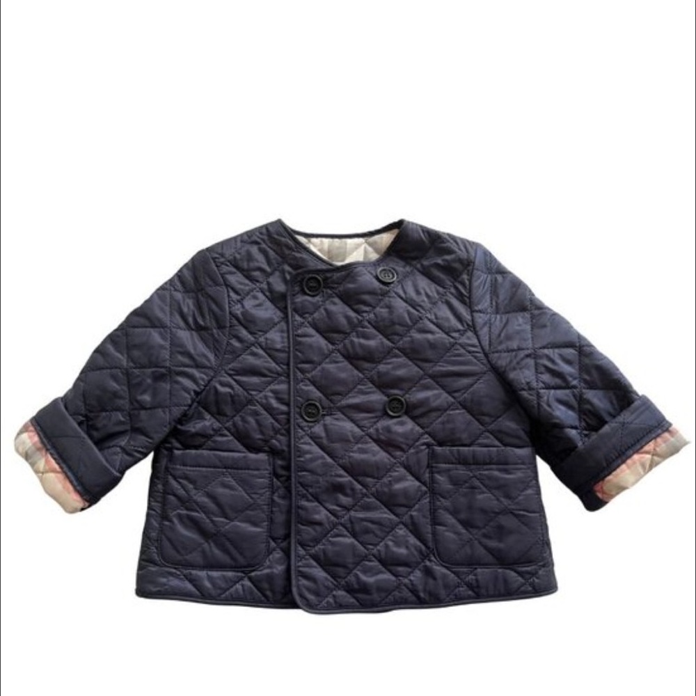 Burberry Navy Quilted Double-Breasted Kids Puffer Jacket